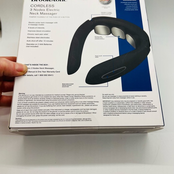 NWT Brookstone Cordless 3 Nodes Electric Neck Massager - Picture 2 of 6